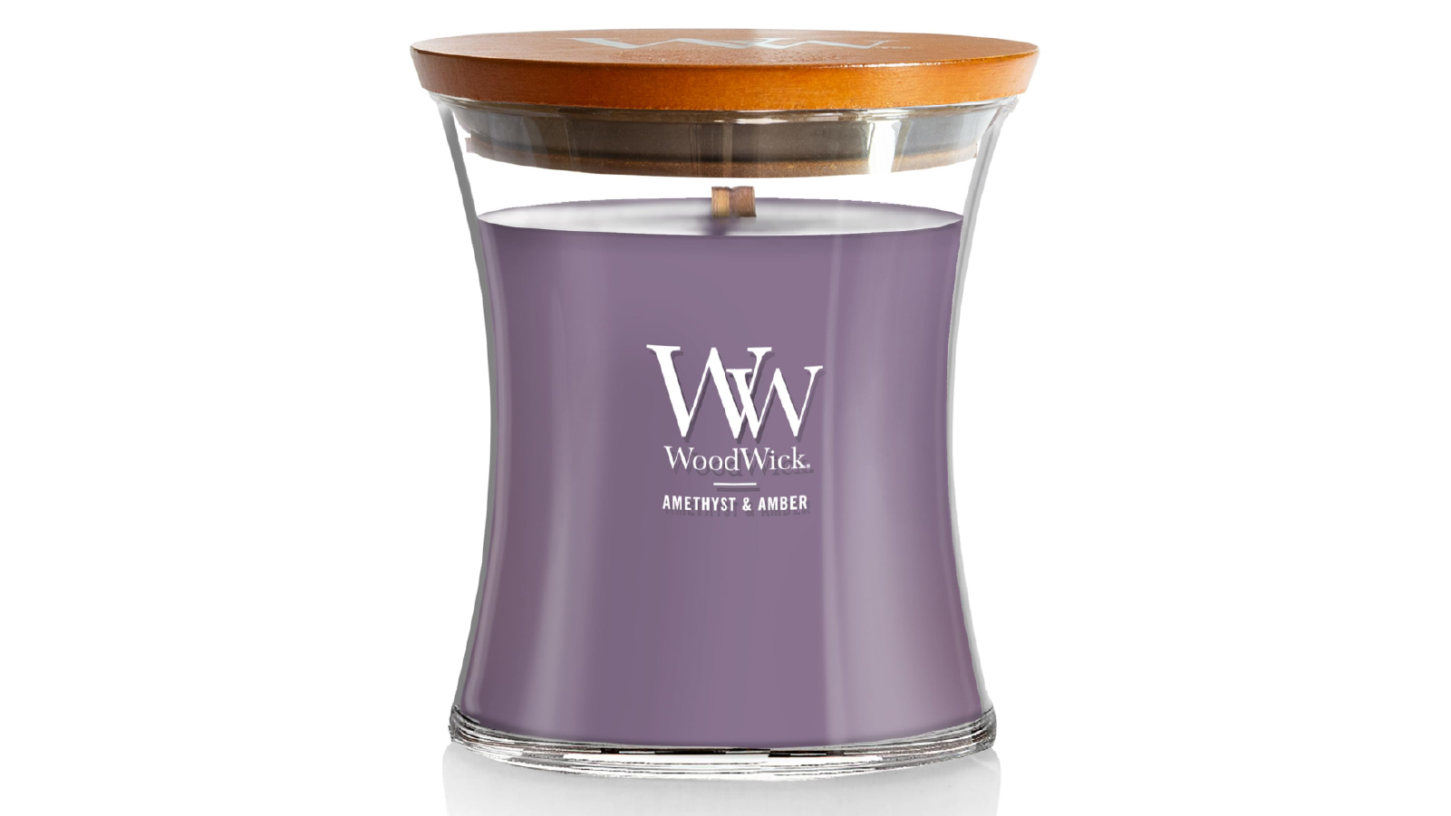 WoodWick Amethyst & Amber Medium Hourglass Jar Candle - 275g