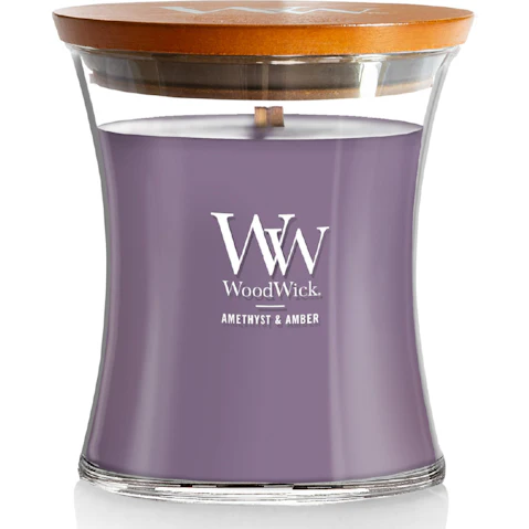 WoodWick Amethyst & Amber Medium Hourglass Jar Candle - 275g