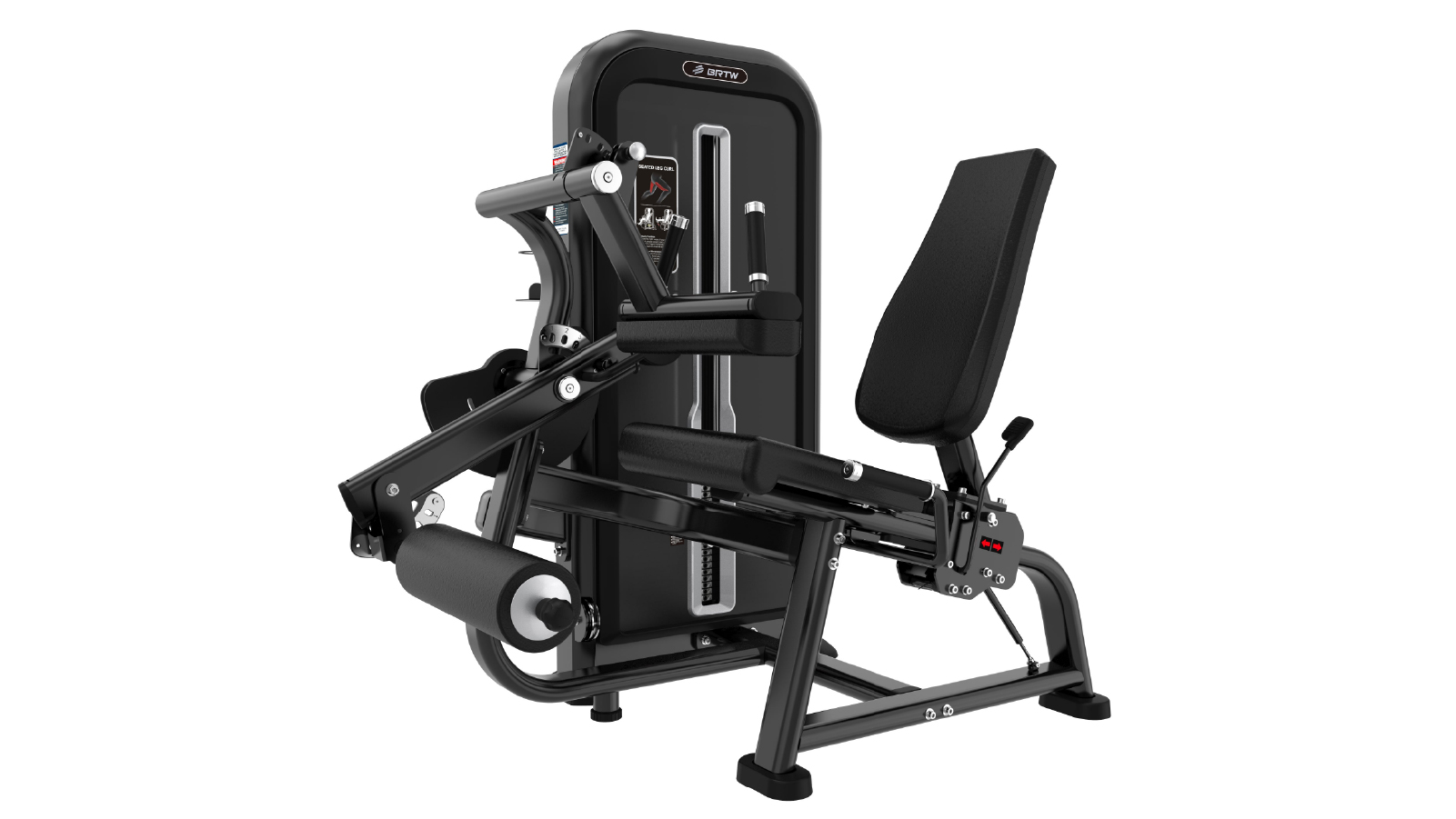 Fitness Hero T-MAX Series Matte Black Frame  Seated Leg Curl Pin Loaded Machine with Black B3 Seat