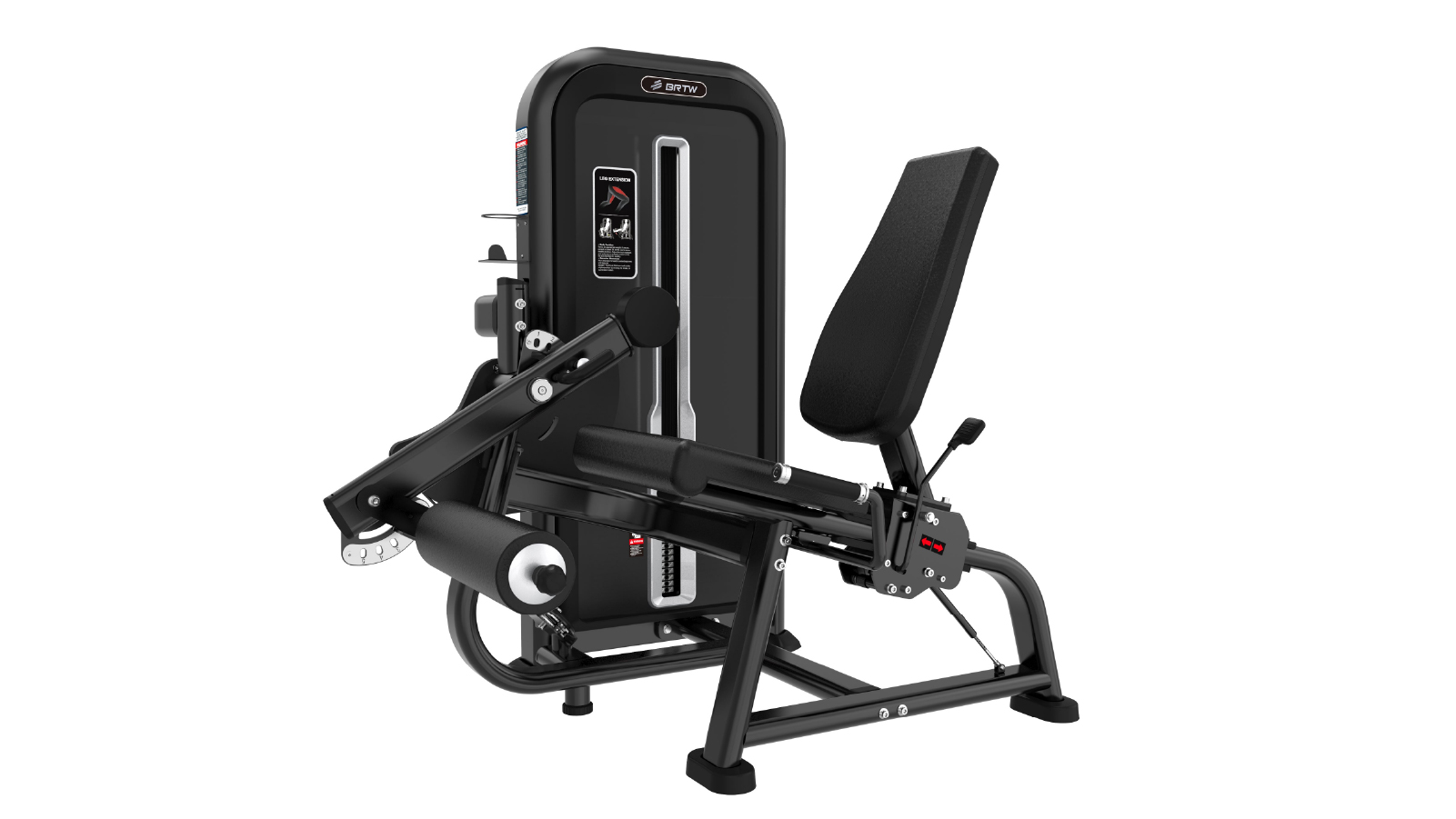 Fitness Hero T-MAX Series Matte Black Frame Leg Extension Pin Loaded Machine with Black 3B Seat