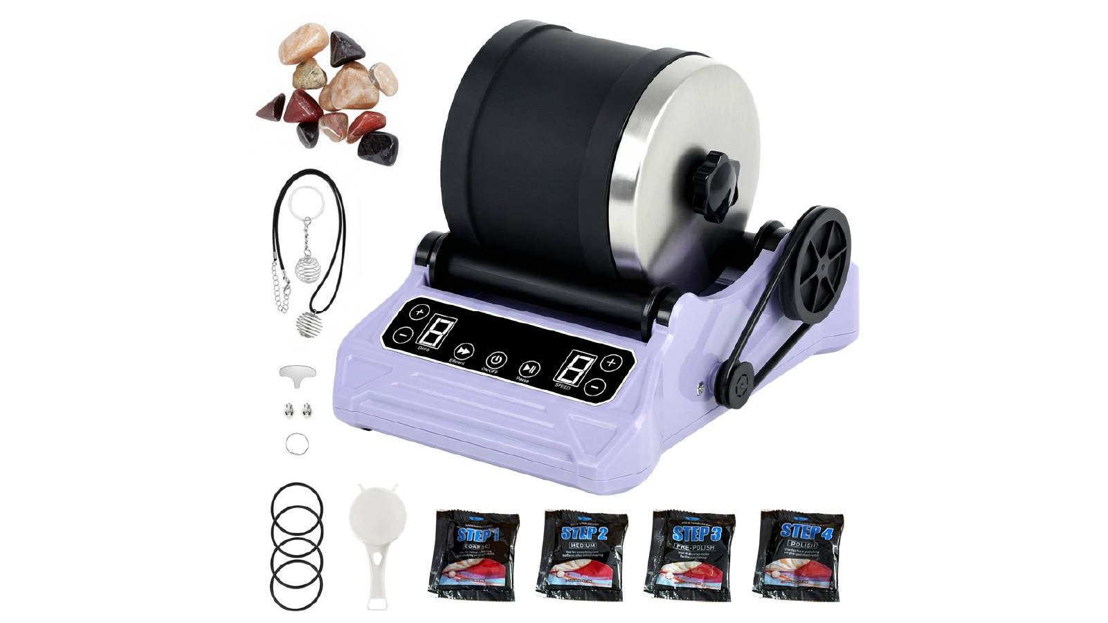 Advwin Professional Electric Rock Tumbler Kit for Adults and Kids - Purple