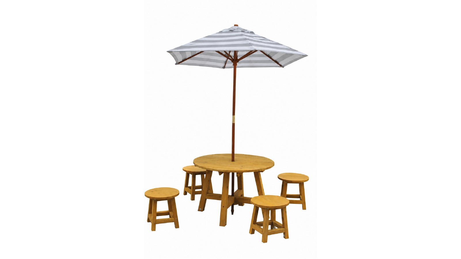 Hide & Seek Kids Round Kids Picnic Table Umbrella & Stools - Grey & White