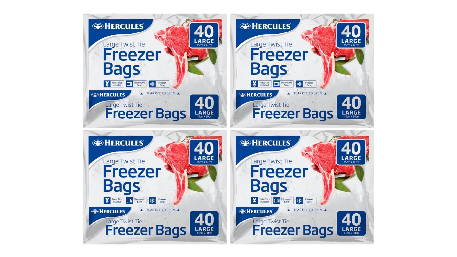 Hercules 40 Pack of Large Tear-Off Freezer Bags x4