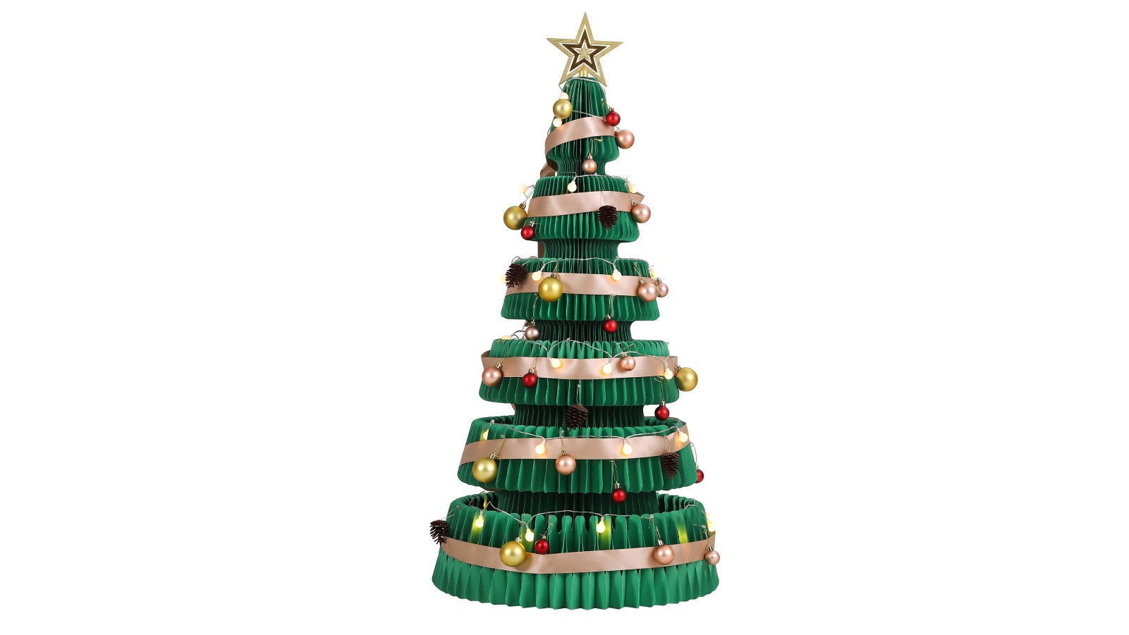 Jingle Jollys 111cm Paper Christmas Tree with Star Topper - Green