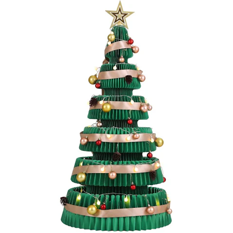 Jingle Jollys 111cm Paper Christmas Tree with Star Topper - Green