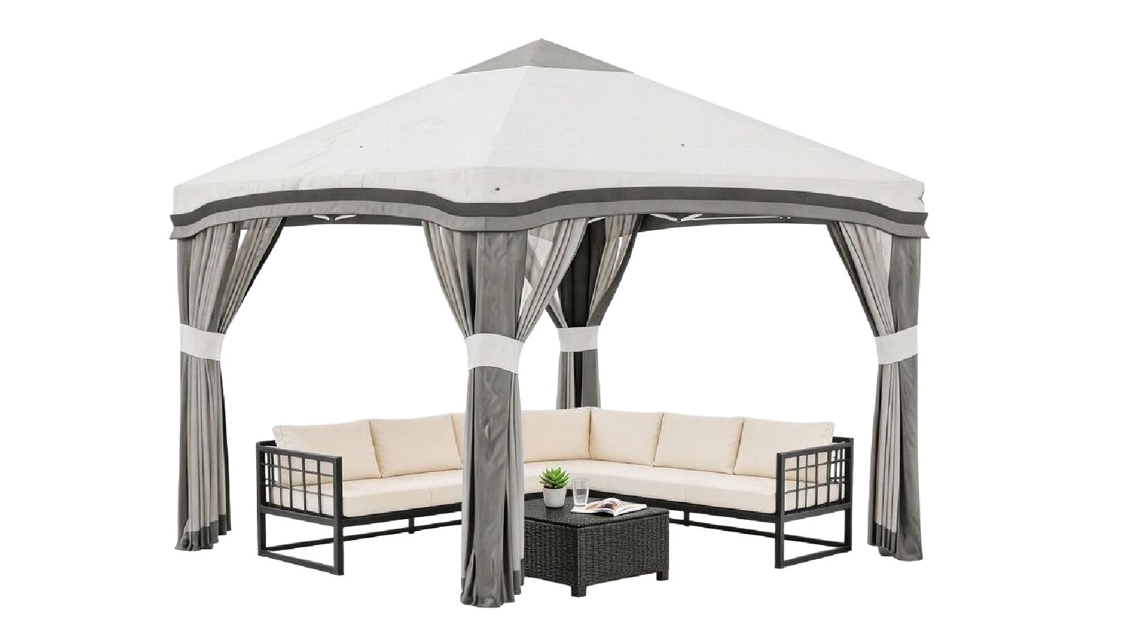 Pop Up Gazebo Outdoor Canopy Tent with Mesh Netting and Wheeled Bag - 2.9 x 2.9m 