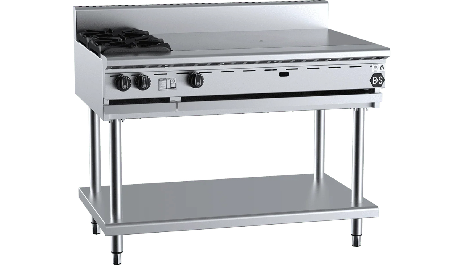 B+S Black Combination Two Open Burners and 900mm Target Top LPG