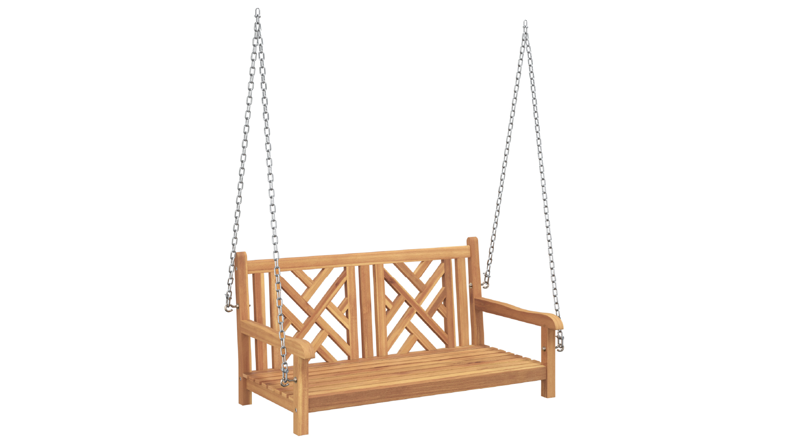 VidaXL 114 x 60 x 64 cm Solid Teak Wood Swing Bench - Brown 