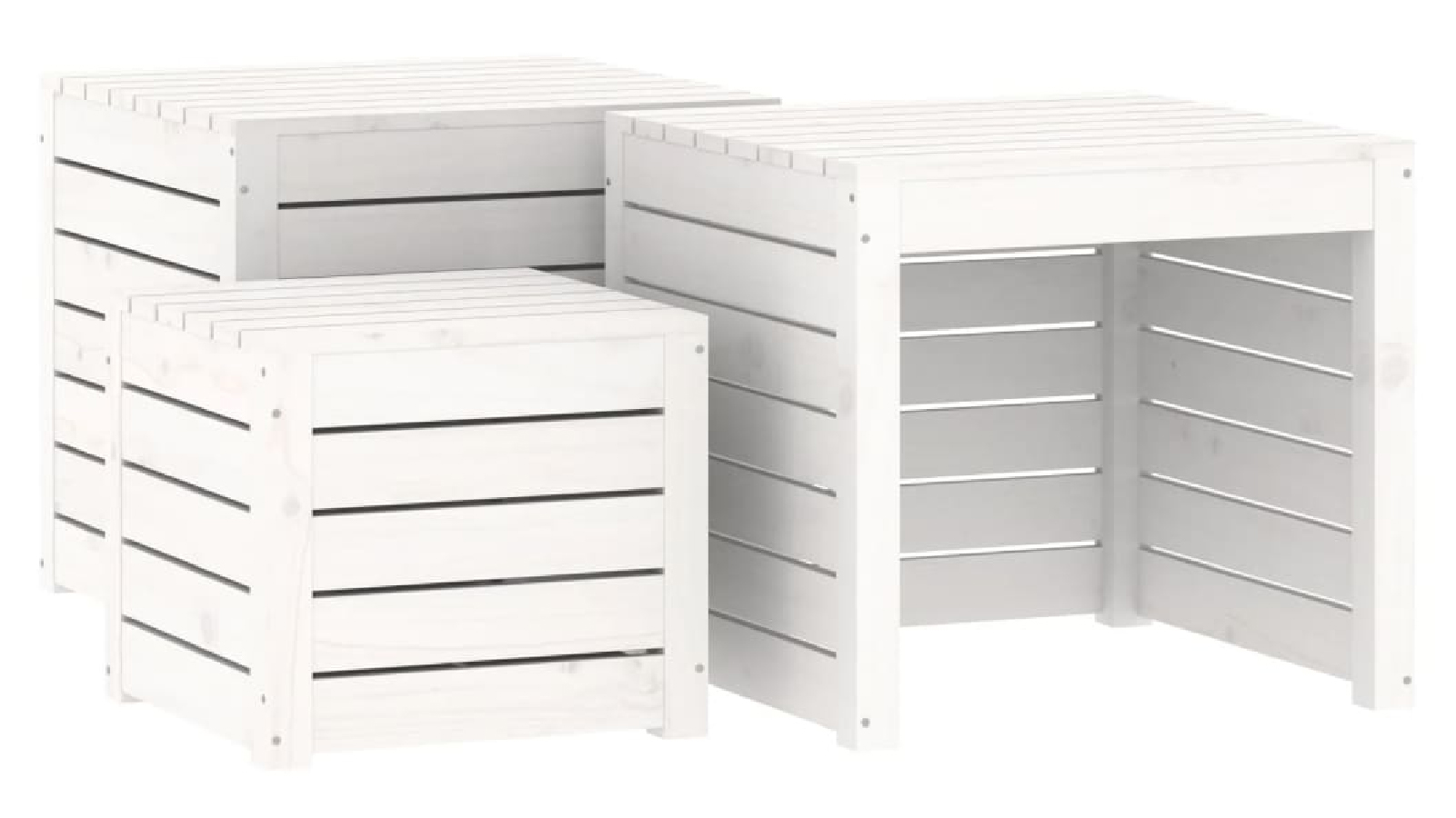 VidaXL 3 Piece Solid Wood Pine Garden Box Set - White 
