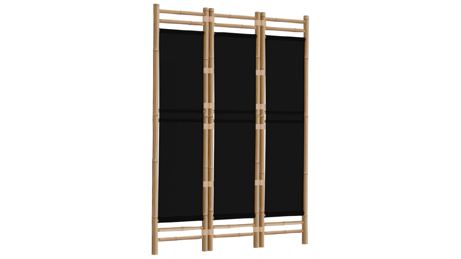 VidaXL 120 cm 3 Panel Bamboo and Canvas Folding Room Divider - Black