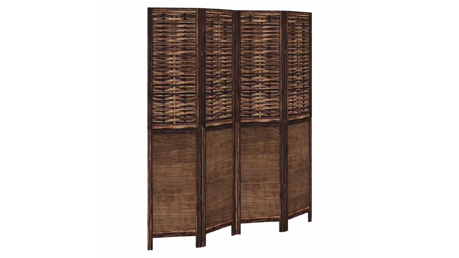 VidaXL Dark Brown Solid Wood Paulownia Room Divider - 4 Panel