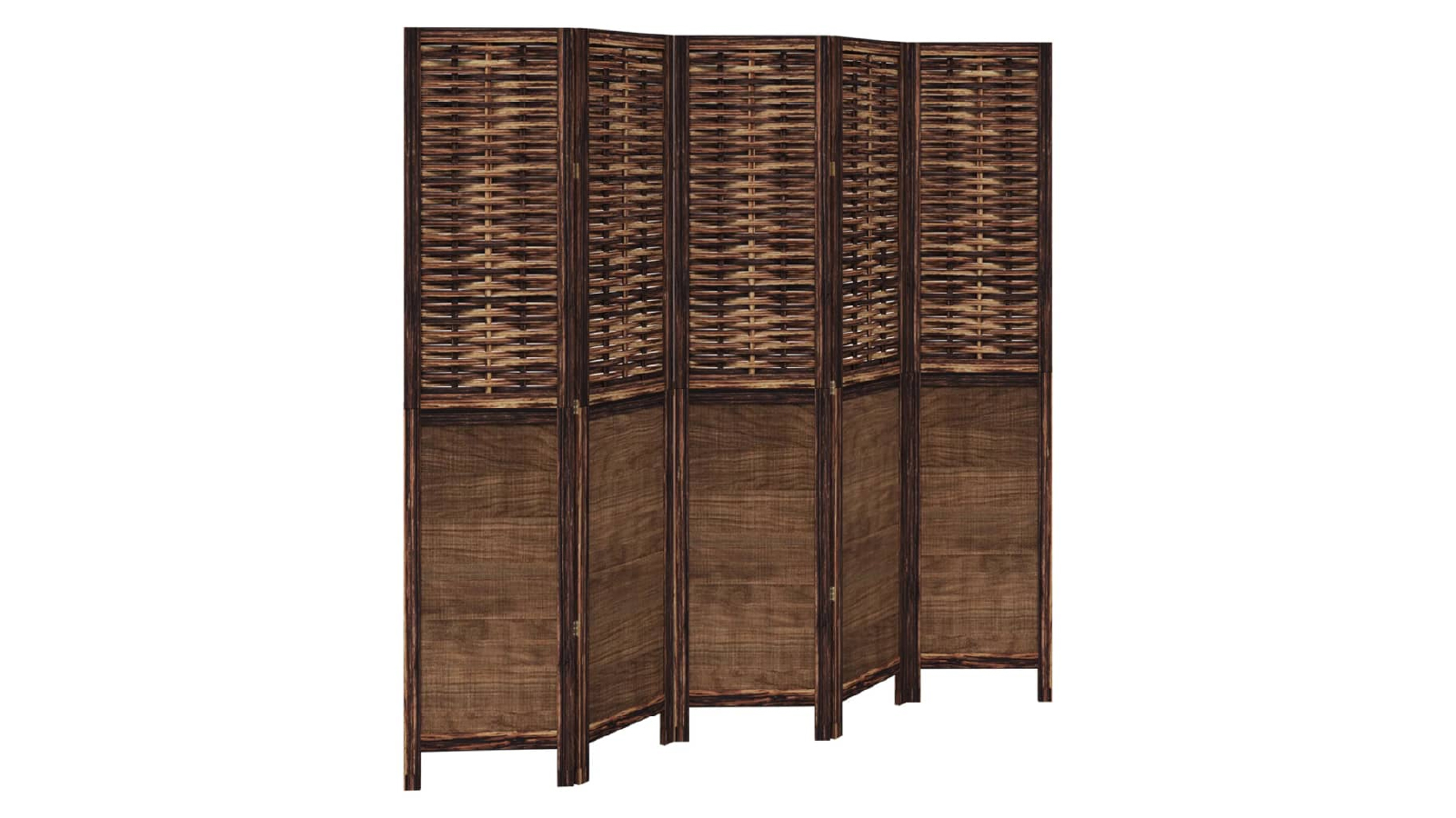 VidaXL Dark Brown Solid Wood Paulownia Room Divider - 5 Panel