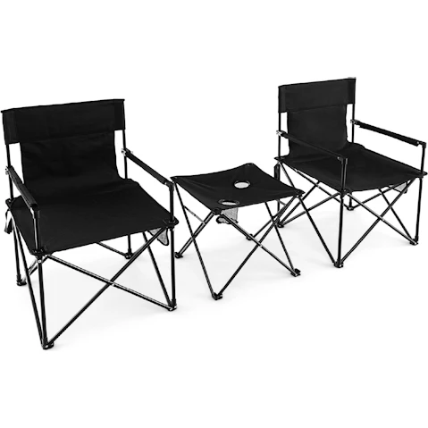 Costway Portable Lightweight and Oversized Camping Table Set with Bottle Holder