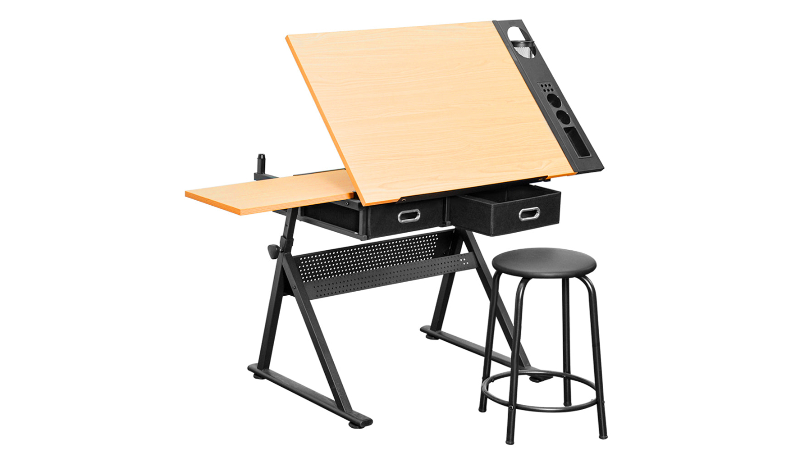 YS Adjustable Wood Drafting Table and Stool Set