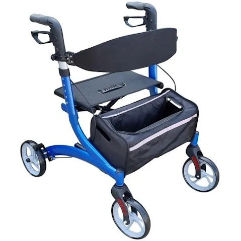 Gilani Engineering 4 Wheel Rollator Light weight with Wide Seat Aluminium - Blue