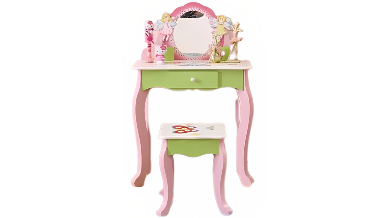 All 4 Kids Layla Girls Flower Vanity Set with Stool
