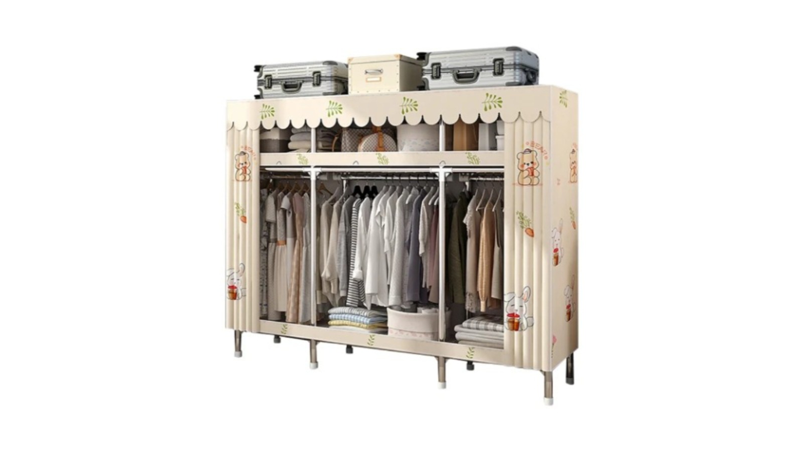 TopOne Sports Simple Steel Pipe Wardrobe Storage Cabinet