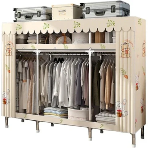 TopOne Sports Simple Steel Pipe Wardrobe Storage Cabinet