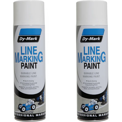 Dy-Mark 2 Piece Durable Line Marking 500g Spray Paint Can - White