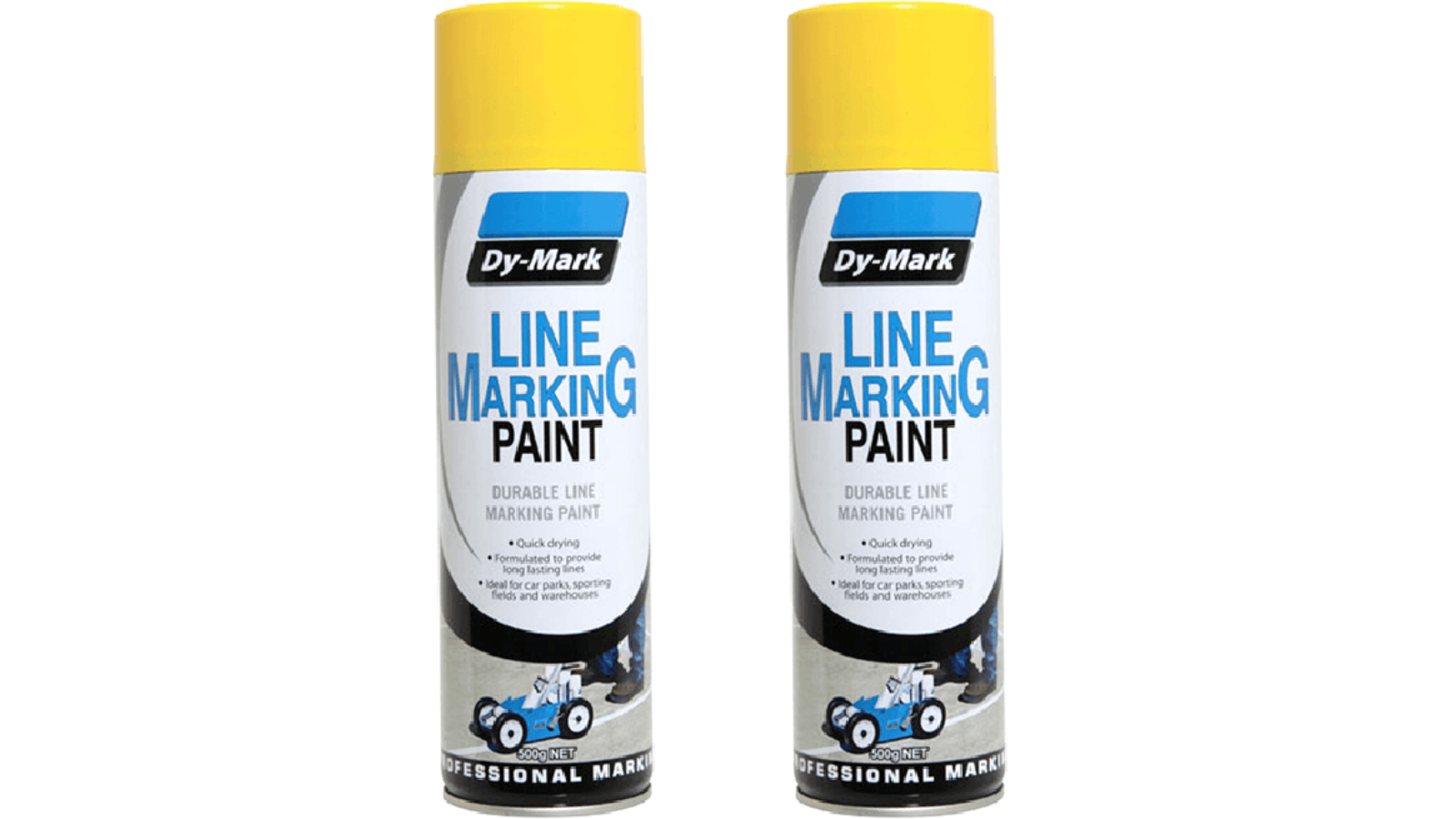 Dy-Mark 2 Piece Durable Line Marking 500g Spray Paint Can - Yellow