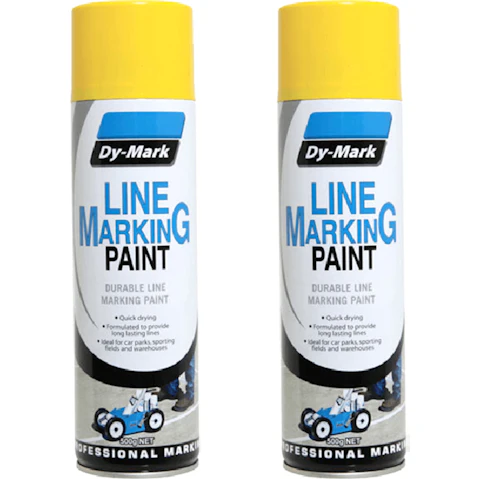 Dy-Mark 2 Piece Durable Line Marking 500g Spray Paint Can - Yellow