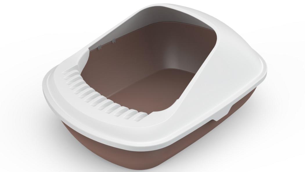 YES4PETS 2 x Large Cat Litter Box Tray with Shovel Semi-Enclosed Pet Box - Brown