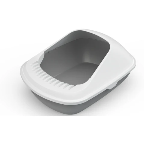 YES4PETS 2 x Large Cat Litter Box Tray with Shovel Semi-Enclosed Pet Box - Grey