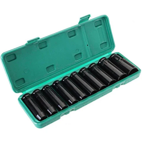 AUPK 10 Piece 1 - 2.4cm 1/2-inch Drive Deep Impact Socket Set Long Electrophoresis