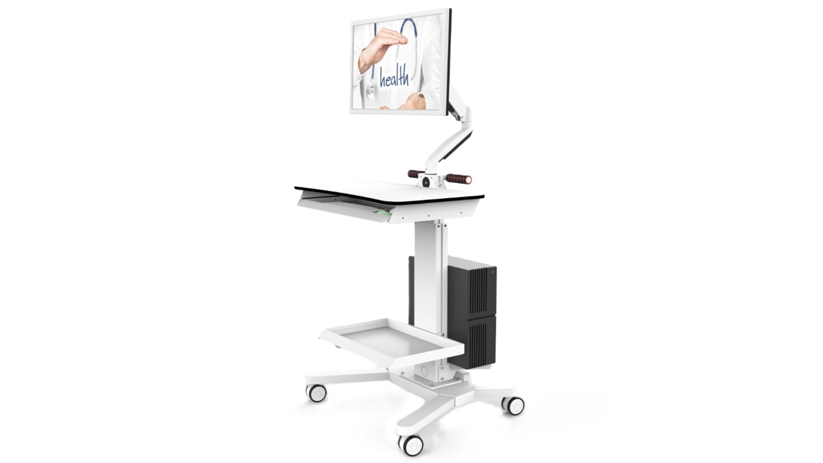 Screenmounts MCS3 Mobile Work Station with CPU and Monitor Mount Utility Cart