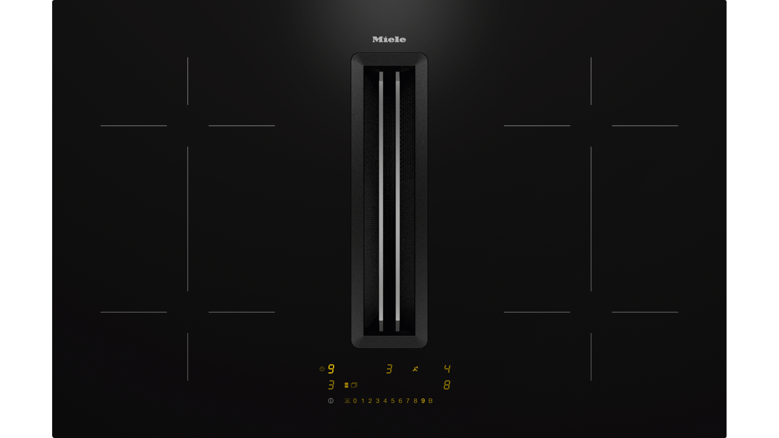 Miele KMDA 7473 800mm 2 Zone Induction Cooktop with Integrated Vapour Extraction - Black