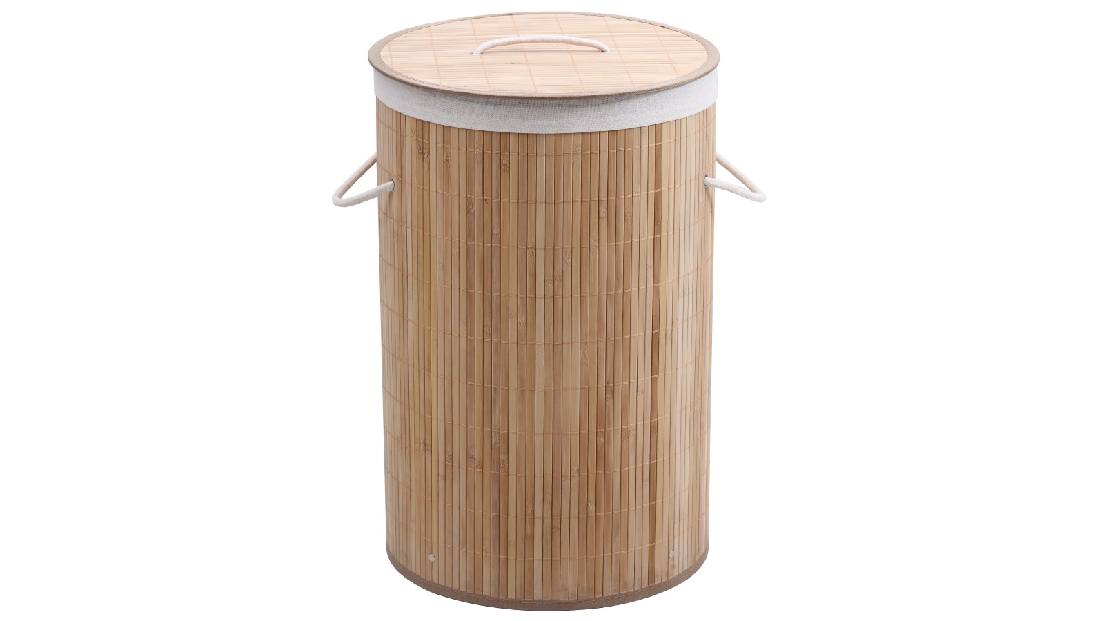 Sherwood Home Round Collapsible Bamboo Laundry Hamper with Polycotton bag - Natural Brown