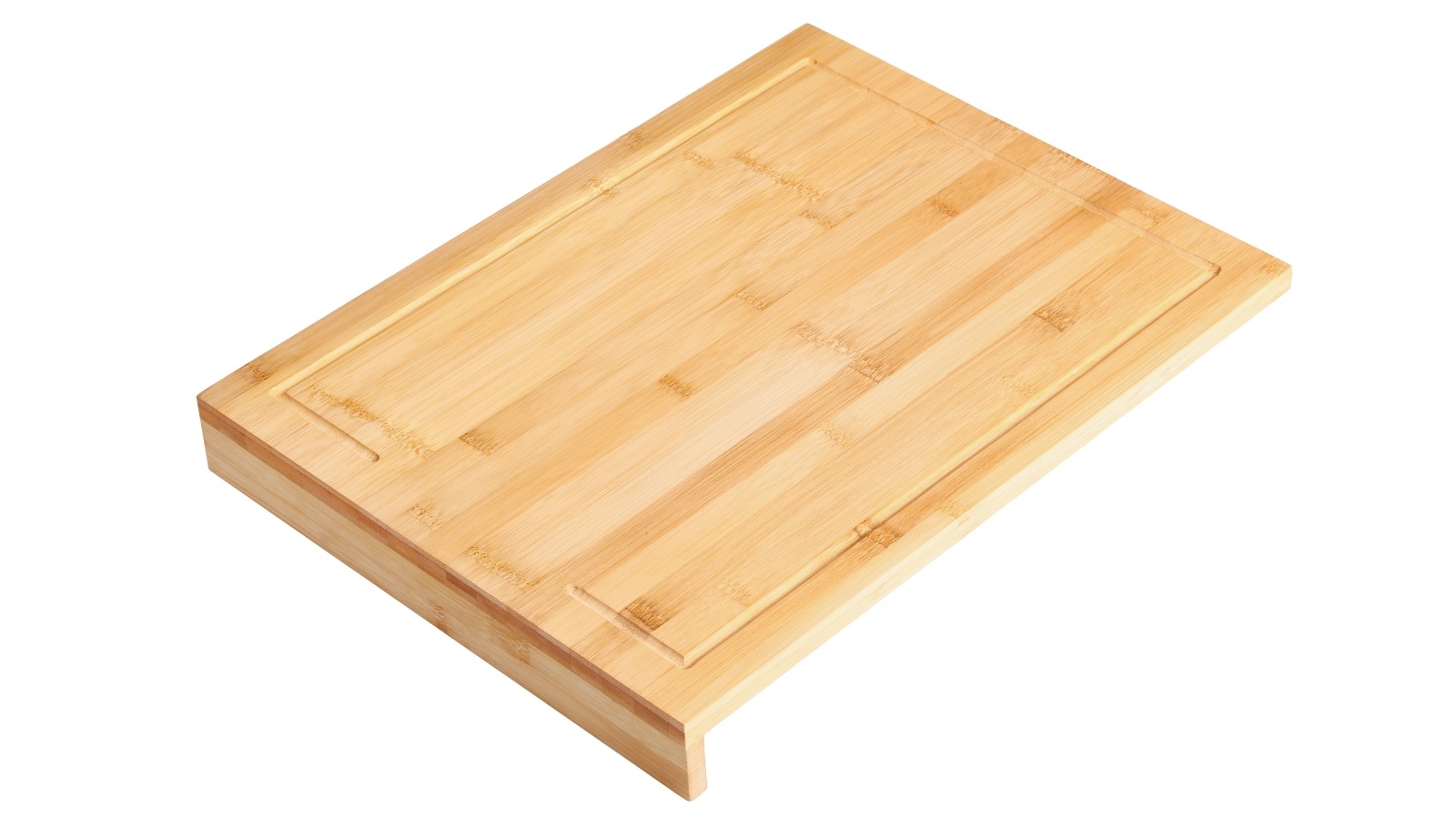 Gourmet Kitchen 45x35x5cm Bamboo Cutting Board with Counter Edge - Natural Brown