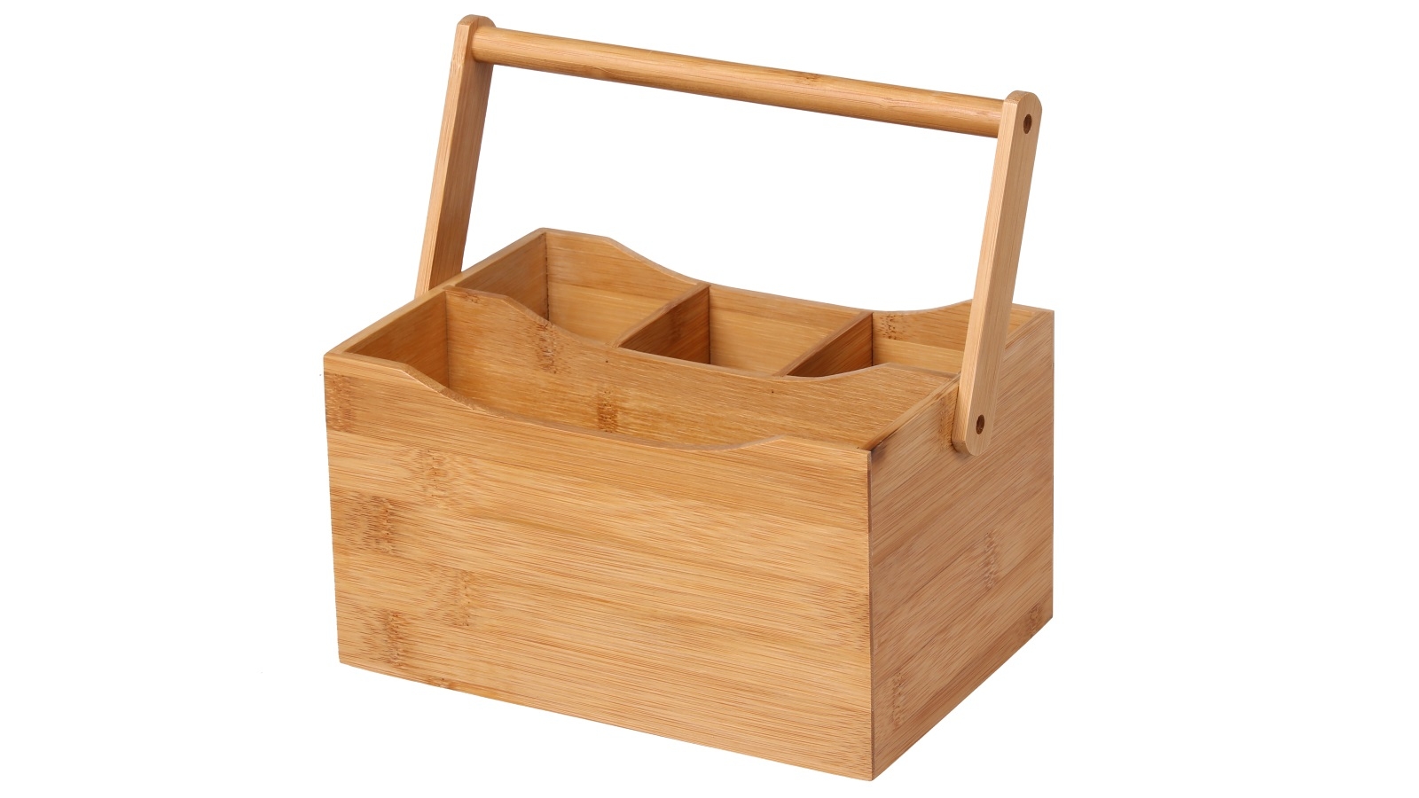 Sherwood Home Bamboo Cutlery Caddy Holds Knife/Fork/Spoon and Napkin/Serviette - Natural Brown