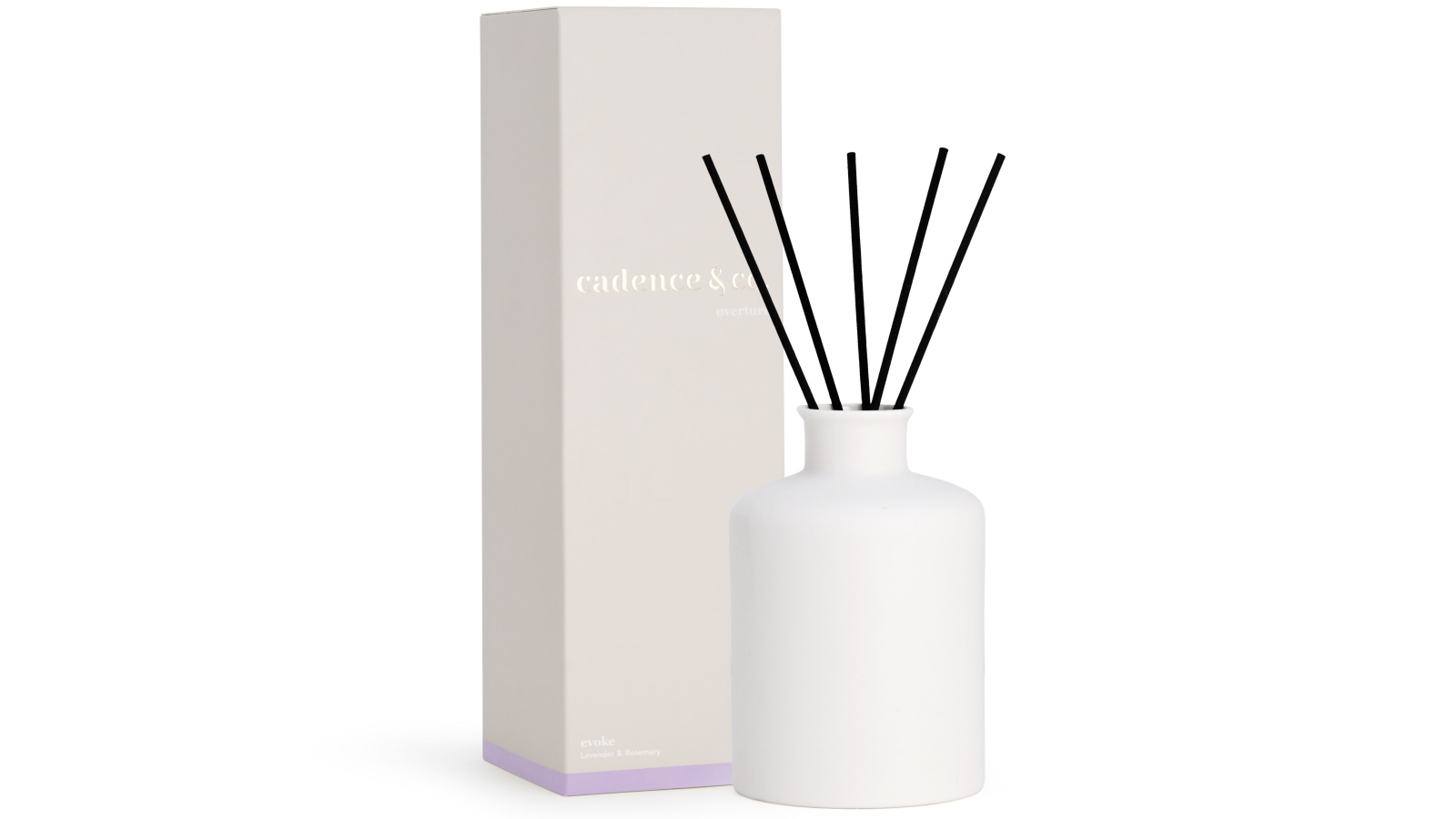 Cadence and Co Overture Reed Diffuser Evoke Lavender and Rosemary Natural Room Freshener with Essential Oils