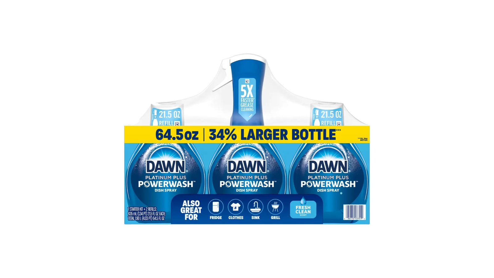 Dawn Pack of 3 Platinum Plus Power Wash Spray Dishwashing Detergent