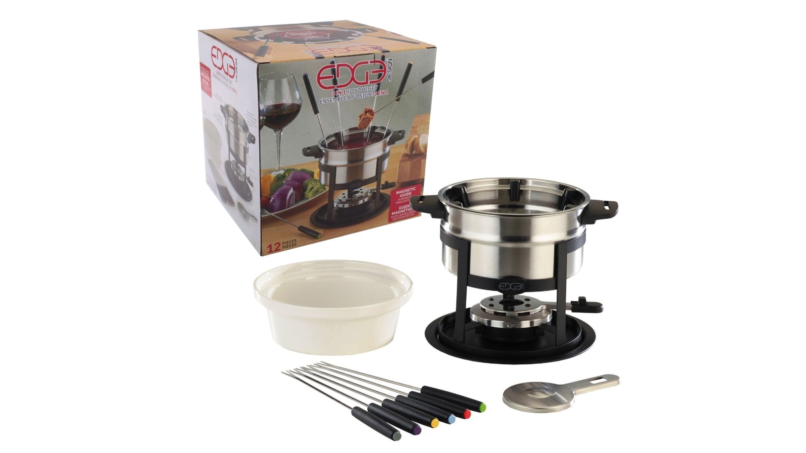 D.Line Edge 12 Piece 3 In 1 Fondue Set
