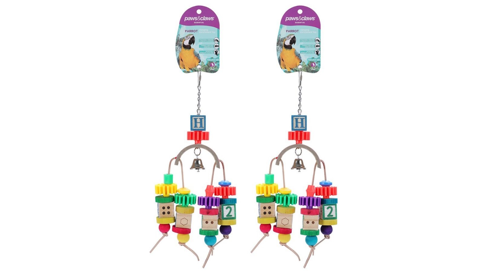 Paws and Claws 2-Pack 36cm Block Parrot Toy