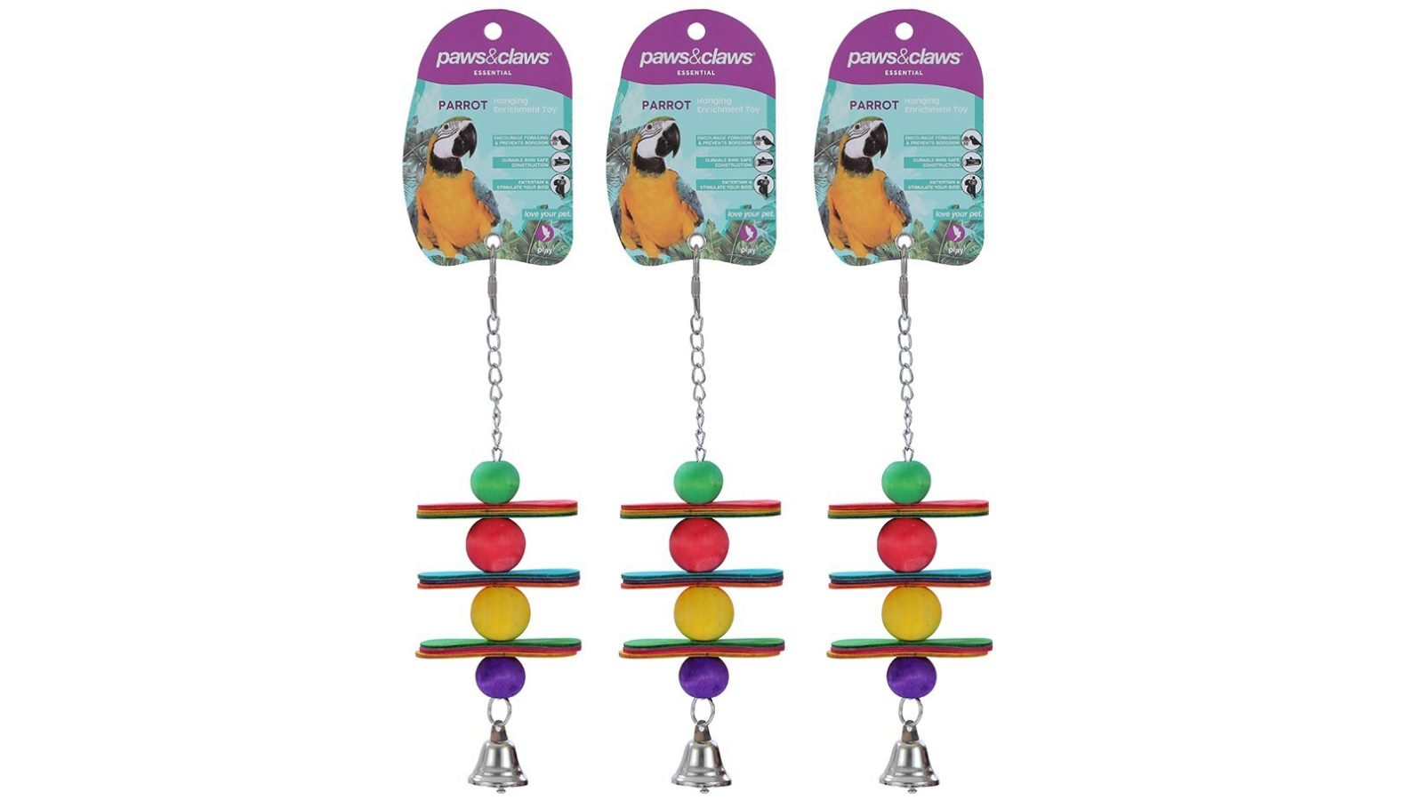 Paws and Claws 3-Pack 23cm Flower Parrot Toy