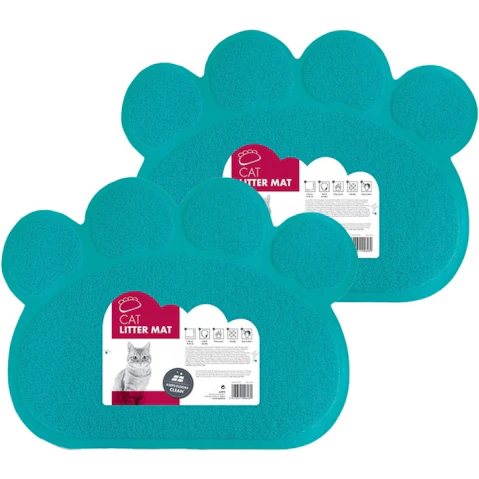 M-Pets Blue Paw Cat 60 x 45cm Litter Mat - Pack of 2