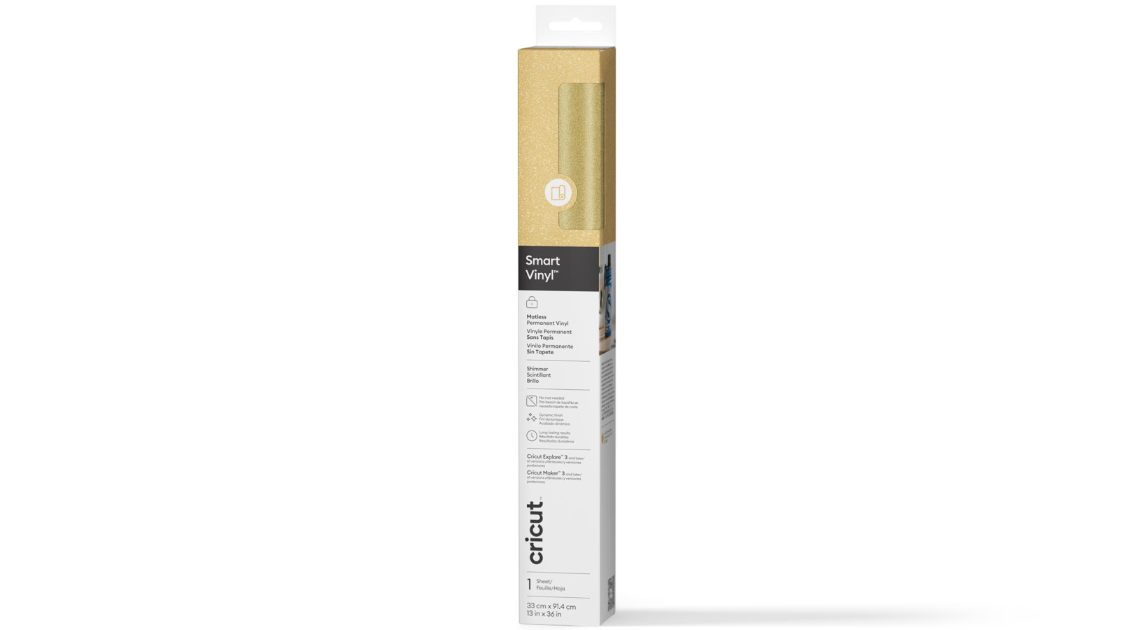 Cricut 3ft Smart Vinyl Shimmer Matless Permanent Vinyl - Gold