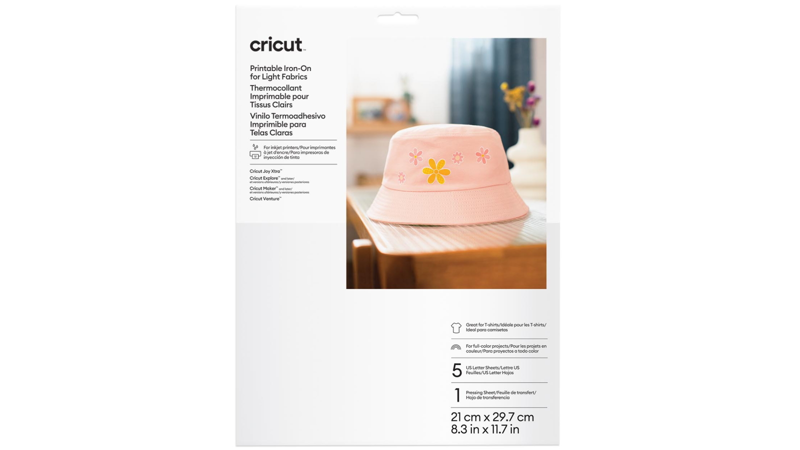 Cricut 5-sheets Printable Iron-On for Light Fabrics - A4