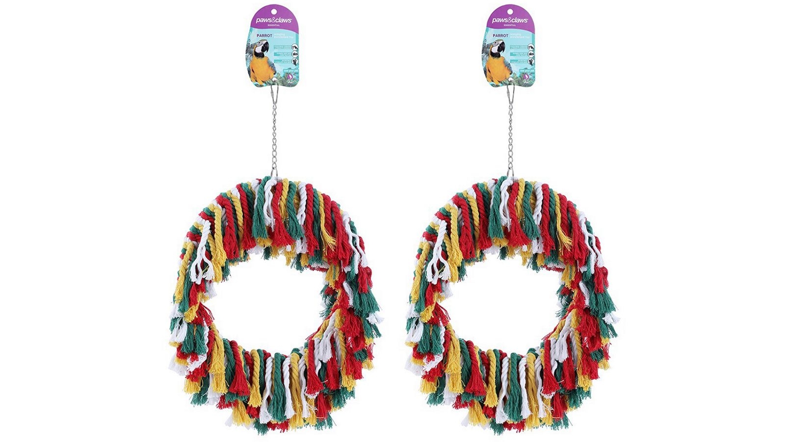 Paws and Claws 2-Pack 44cm Ring Parrot Toy