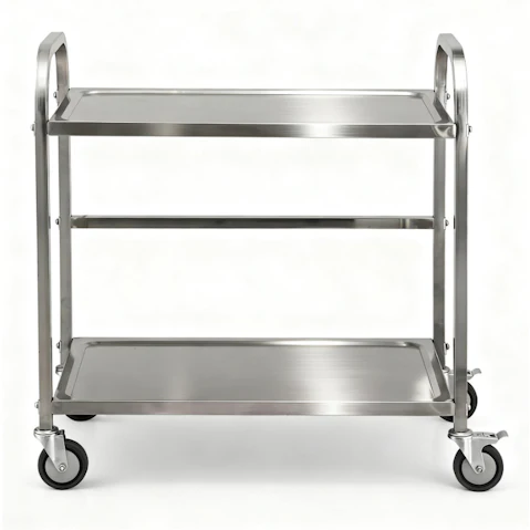 Cefito 2-Tier Stainless Steel Kitchen Trolley with Wheels