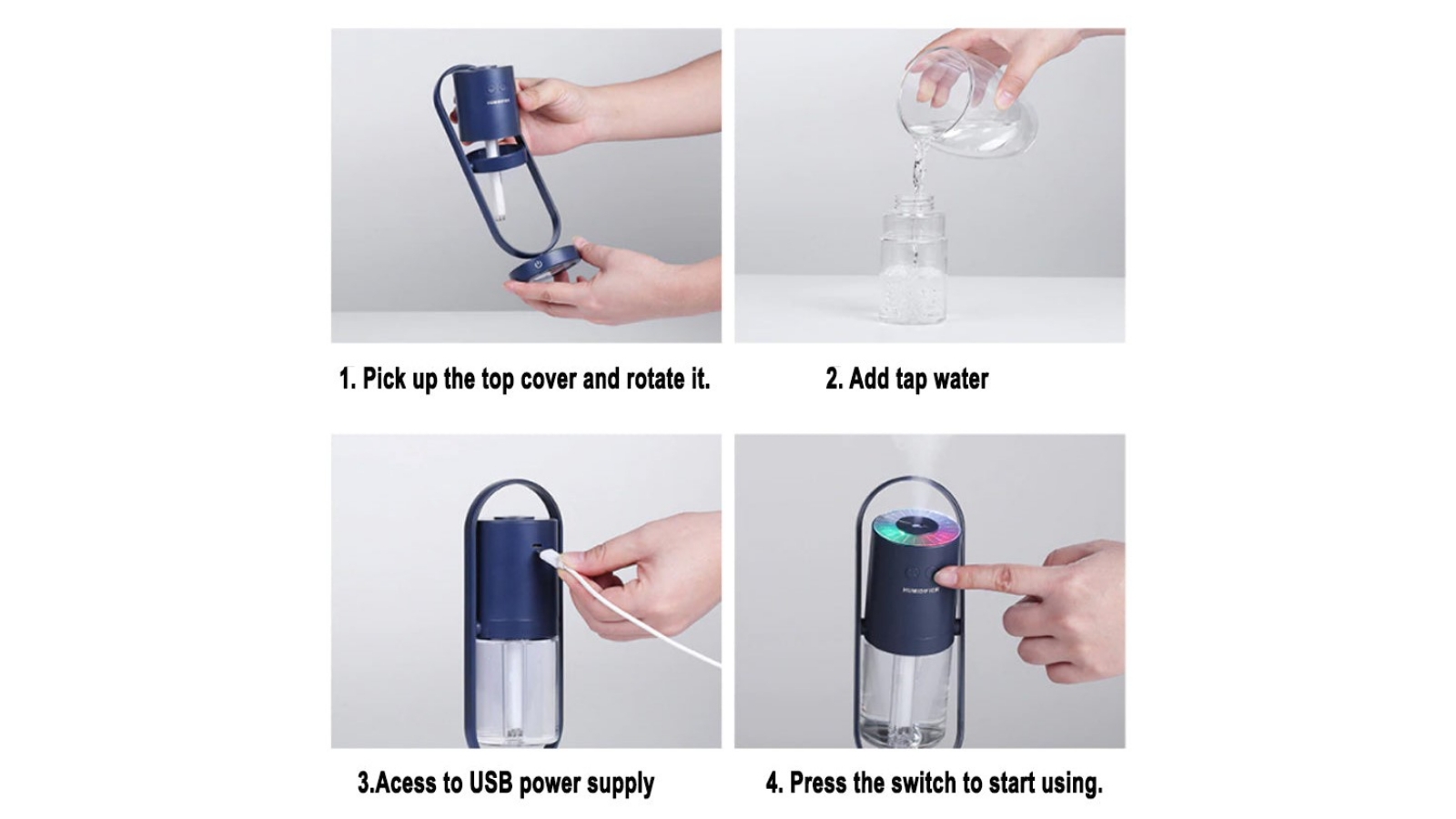 BL Magic Air Ion Ultrasonic Humidifier and Cool Air Mister Dark Blue