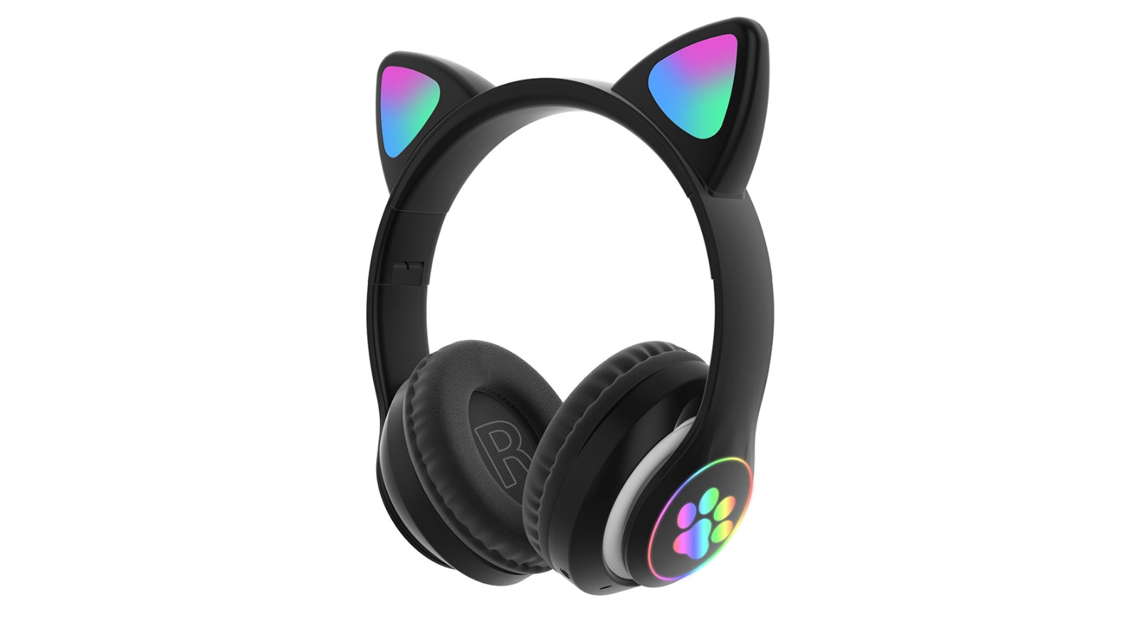 BL Foldable BT Wireless Cat Ear Headset with Mic Black Harvey