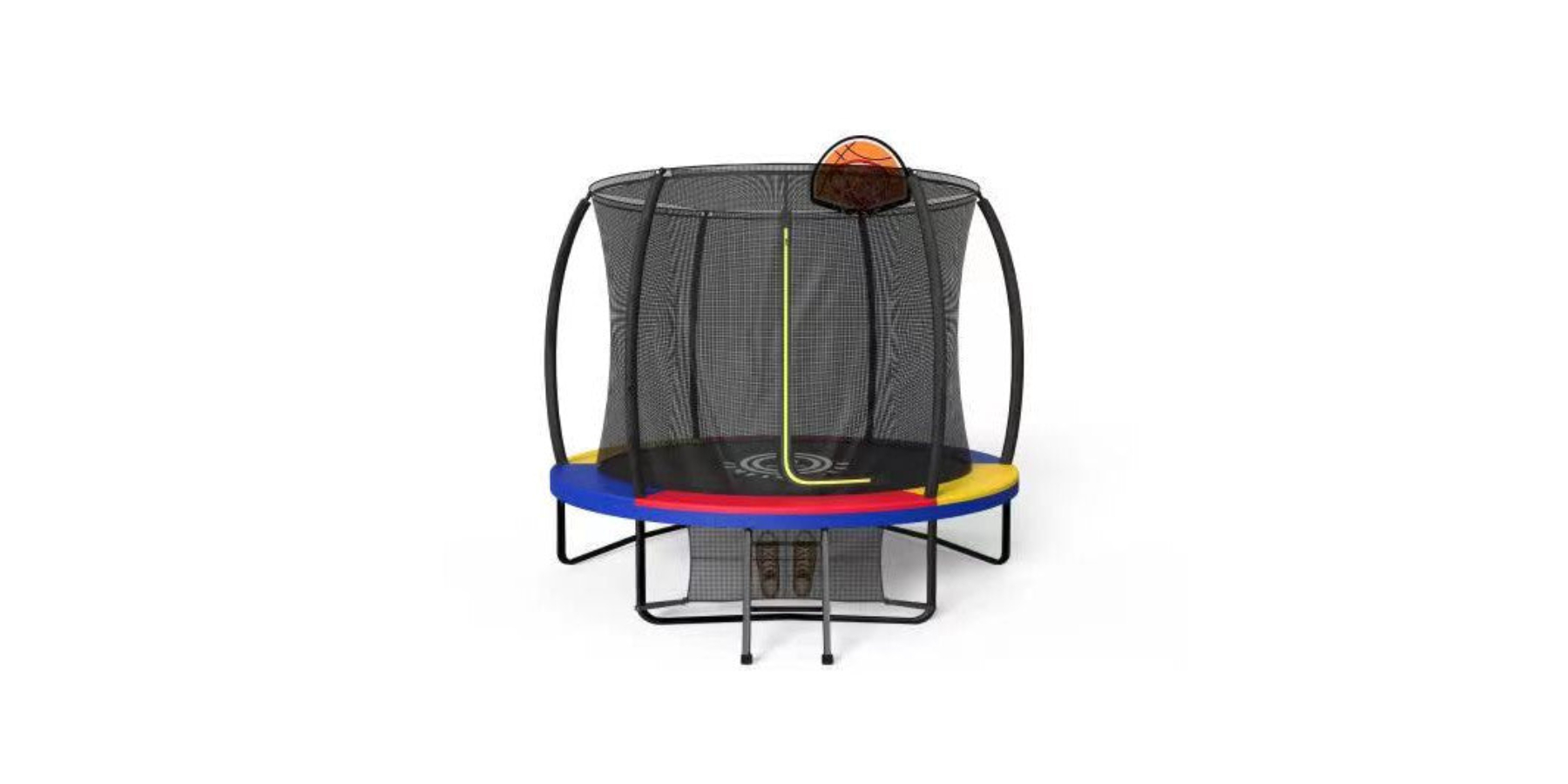Jumping Roo BasketBall Hoop Trampoline with Sunshade Net - 10ft ...