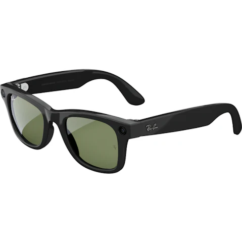 Ray-Ban Meta Wayfarer Gen 1 AI Glasses Standard Frame with Green Lens - Shiny Black