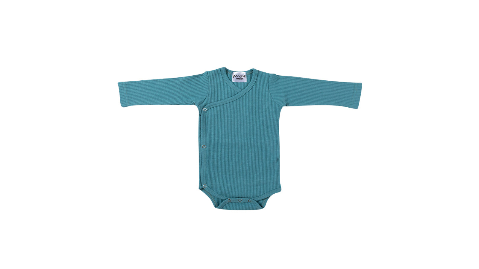 Ponchik Turquoise Ribbed Cotton Baby Bodysuit - 12-18 months