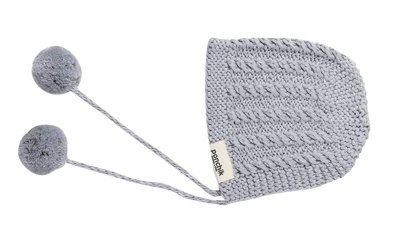 Ponchik Fog Knitted Pom Pom Baby Bonnet Beanie - 3-12 months