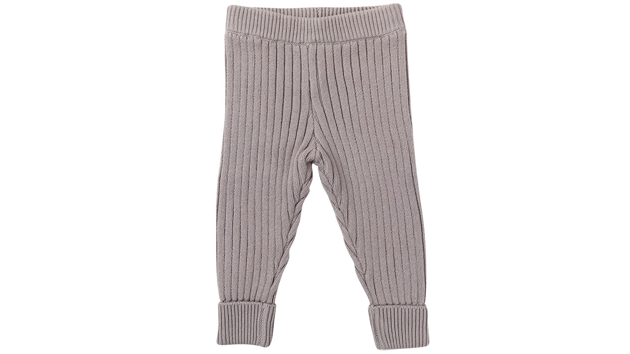 Ponchik Pebble Ribbed Knit Button Cuff Leggings - 0-3 Months